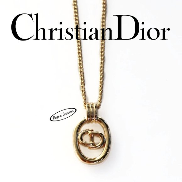 Rare Signed Christian Dior Vintage Logo Necklace - Picture 1 of 8